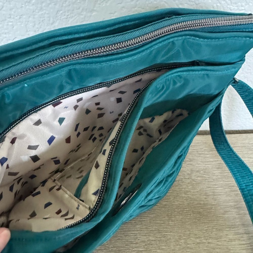 LUG Adagio Teal Green Quilted Travel Crossbody Purse - Picture 6 of 10